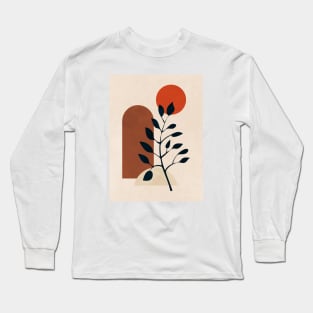 Simple Minimal Geometric - Boho Botanical Leaves Long Sleeve T-Shirt